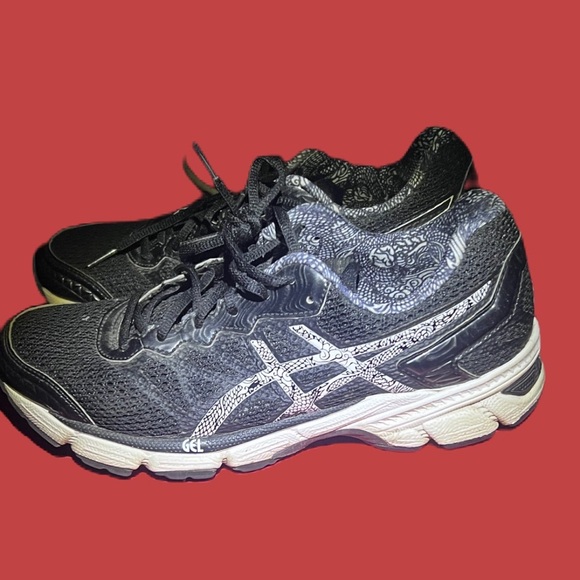 WOMENS ASICS SZ 8 1/2 BLACK/WHITE SNEAKERS SHOES - Picture 3 of 4